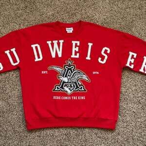 Budweiser King of Beers Red Graphic Crewneck Sweatshirt